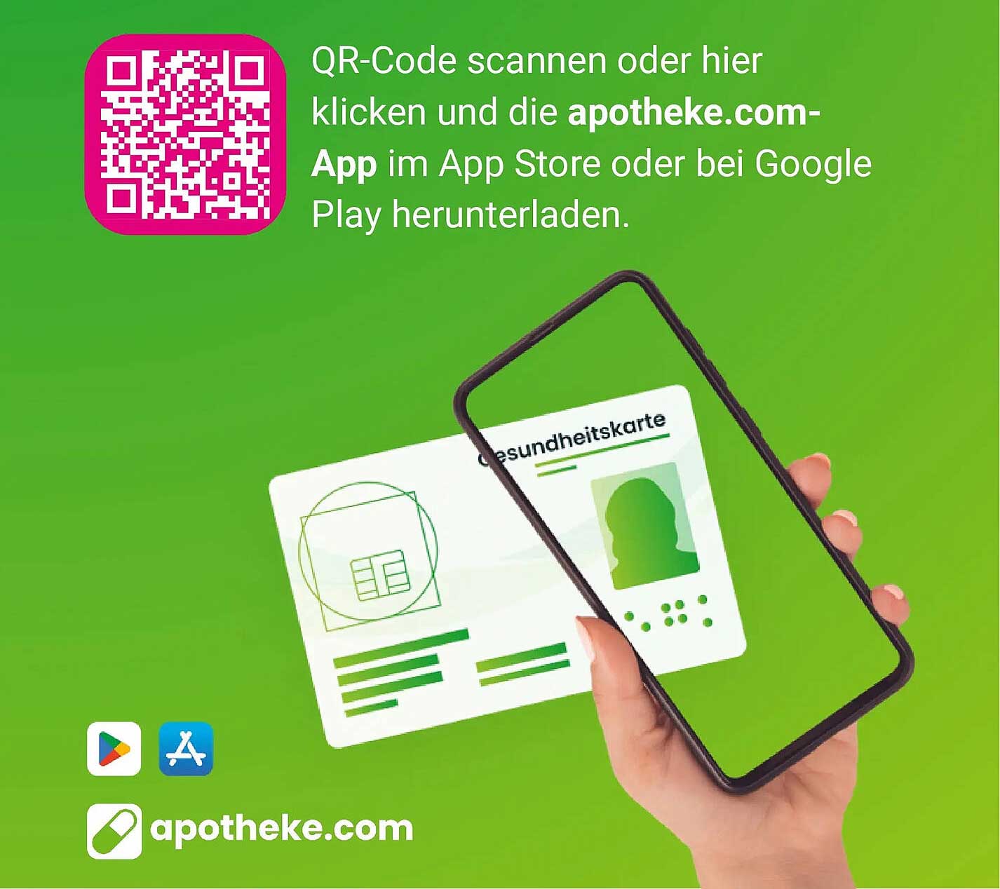 QR-Code scannen oder hier klicken und die apotheke.com-App im App Store oder bei Google Play herunterladen.