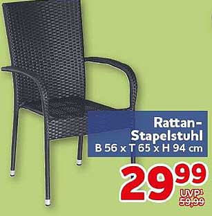 Rattan-Stapelstuhl B 56 x T 65 x H 94 cm