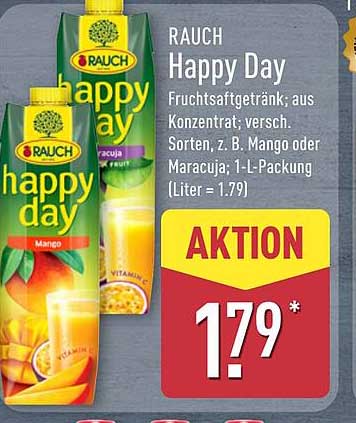 RAUCH Happy Day Fruchtsaftgetränk; aus Konzentrat; versch. Sorten, z. B. Mango oder Maracuja; 1-L-Packung (Liter = 1.79)