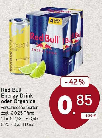 Red Bull Energy Drink oder Organics