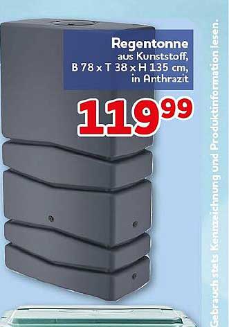 Regentonne aus Kunststoff, B 78 x T 38 x H 135 cm, in Anthrazit