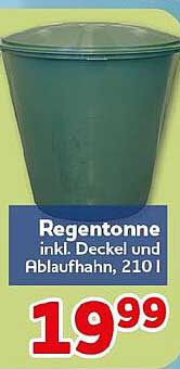 Regentonne inkl. Deckel und Ablaufhahn, 210 l