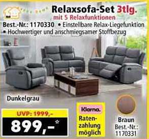 Relaxsofa-Set 3tlg. mit 5 Relaxfunktionen