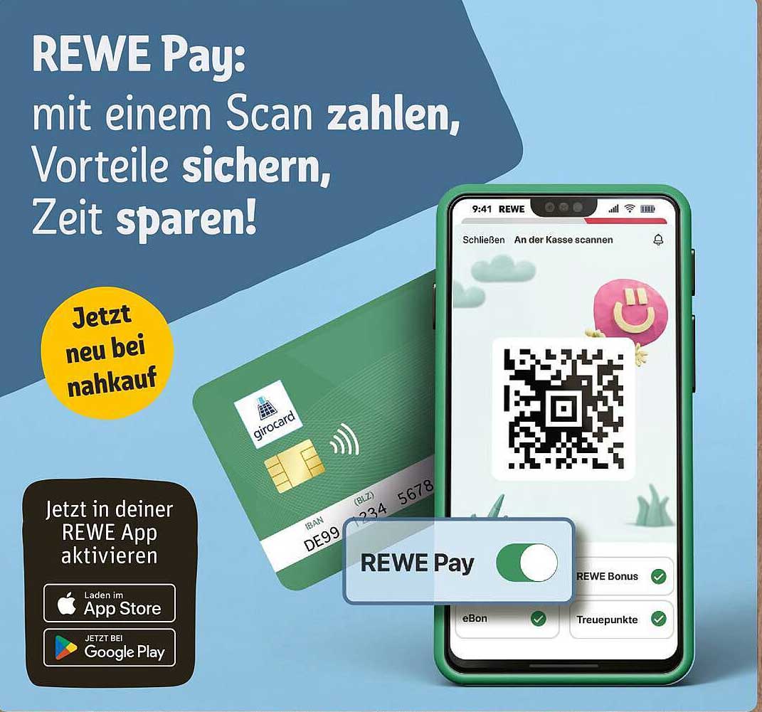 REWE Pay: mit einem Scan zahlen, Vorteile sichern, Zeit sparen!
