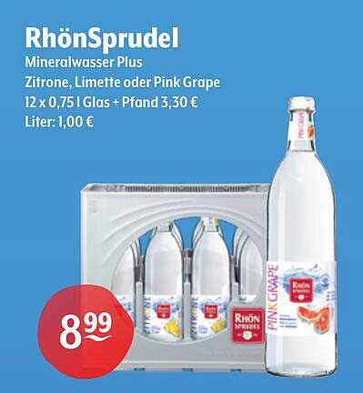 RhönSprudel Mineralwasser Plus Zitrone, Limette oder Pink Grape