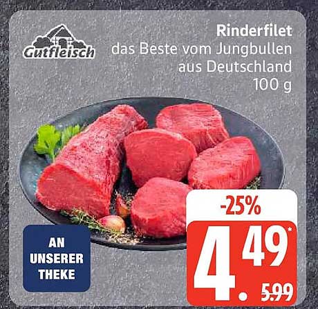 Rinderfilet das Beste vom Jungbullen aus Deutschland 100 g