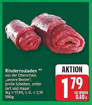 Rinderrouladen ** aus der Oberschale, „unsere Besten“, große Scheiben, schön zart und mager