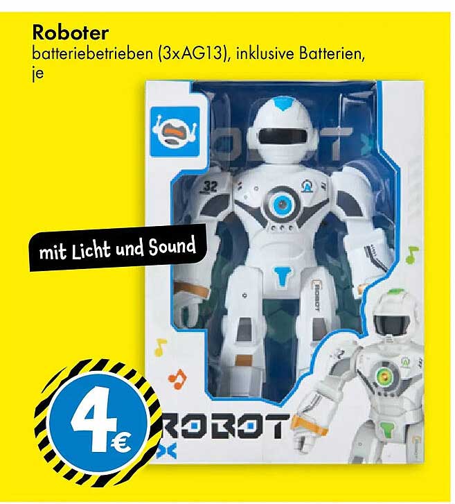 Roboter batteriebetrieben (3xAG13), inklusive Batterien, je