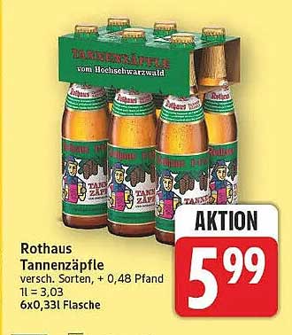 Rothaus Tannenzäpfle versch. Sorten, + 0,48 Pfand 11= 3,03 6x0,33l Flasche