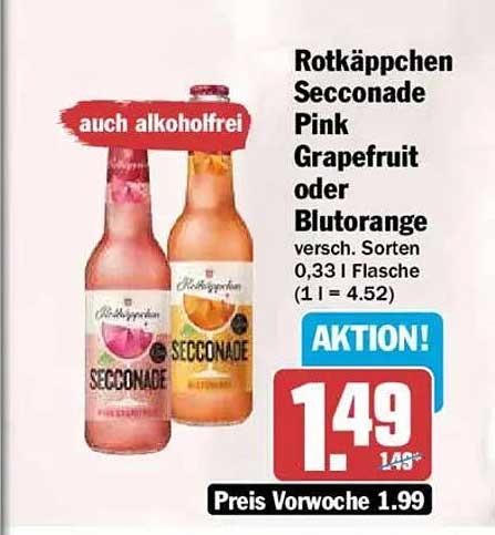 Rotkäppchen Secconade Pink Grapefruit oder Blutorange