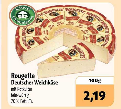 Rougette Deutscher Weichkäse mit Rotkultur fein-würzig 70% Fett i.Tr.