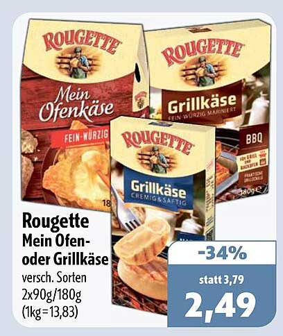 Rougette Mein Ofen- oder Grillkäse versch. Sorten 2x90g/180g (1kg=13,83)