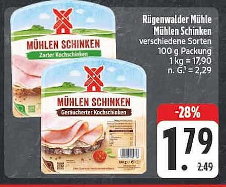 Rügenwalder Mühle Mühlen Schinken verschiedene Sorten 100 g Packung