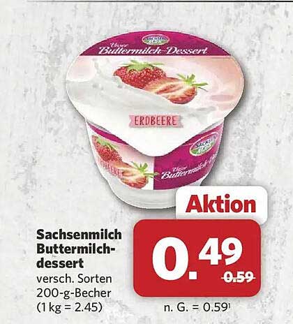Sachsenmilch Buttermilchdessert versch. Sorten 200-g-Becher (1 kg = 2.45)