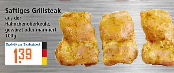 Saftiges Grillsteak aus der Hähnchenoberkeule, gewürzt oder mariniert 100g