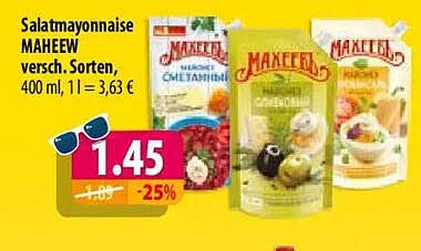 Salatmayonnaise MAHEEV versch. Sorten, 400 ml, 1 l = 3,63 €