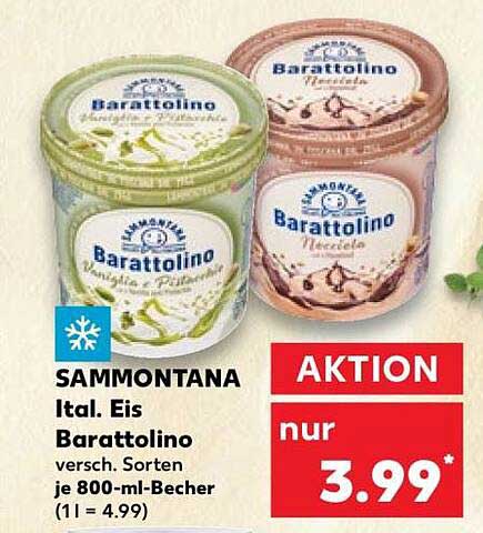 SAMMONTANA Ital. Eis Barattolino versch. Sorten je 800-ml-Becher (1 l = 4.99)