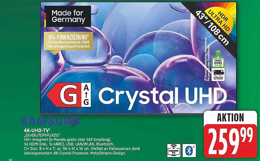 Samsung 4K-UHD-TV GU43U7097FUXZG Crystal UHD