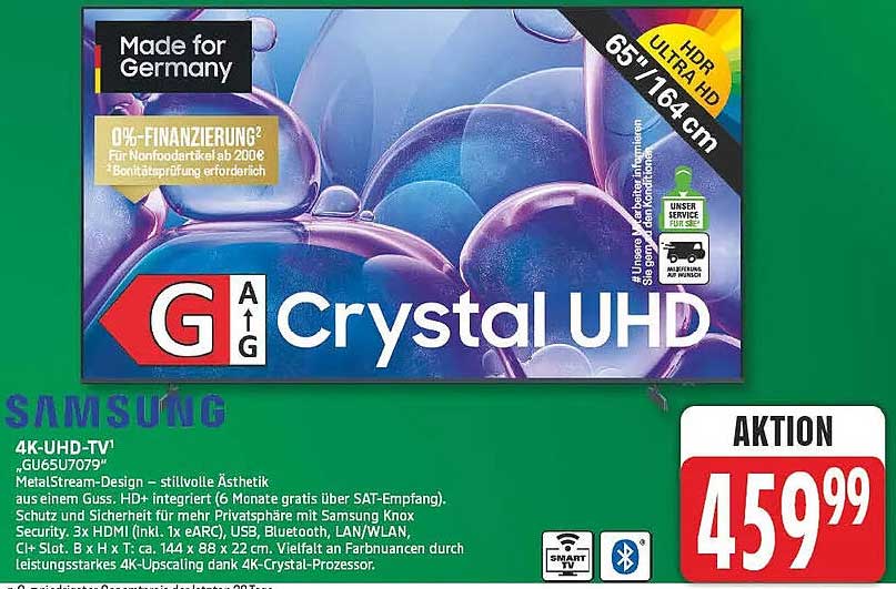 Samsung 4K-UHD-TV GU65U7097Q Crystal UHD