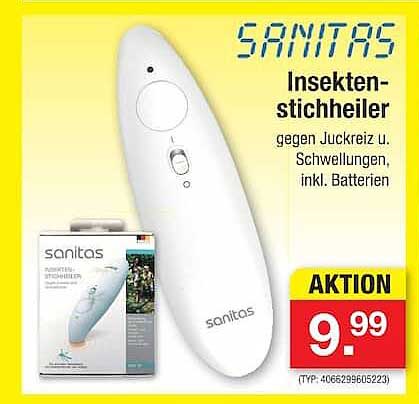 SANITAS Insektenstichheiler gegen Juckreiz u. Schwellungen, inkl. Batterien