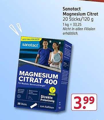 Sanotact Magnesium Citrat 20 Sticks/120 g