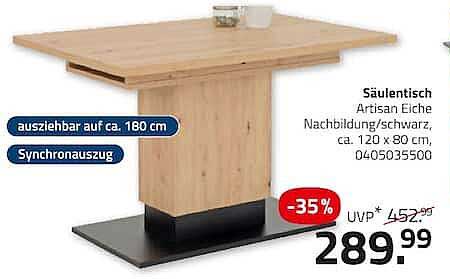 Säulentisch Artisan Eiche Nachbildung/schwarz, ca. 120 x 80 cm, 040503500