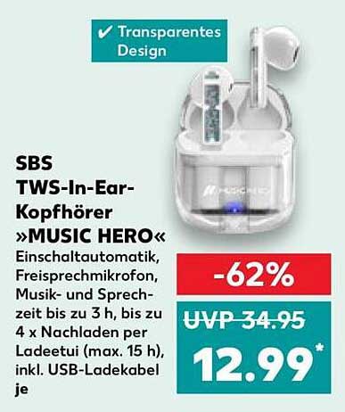 SBS TWS-In-Ear-Kopfhörer »MUSIC HERO«