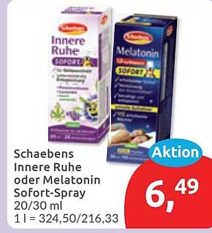 Schaebens Innere Ruhe oder Melatonin Sofort-Spray 20/30 ml 1 l = 324,50/216,33
