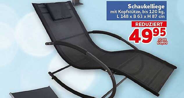 Schaukelliege mit Kopfstütze, bis 120 kg, L 148 x B 63 x H 87 cm