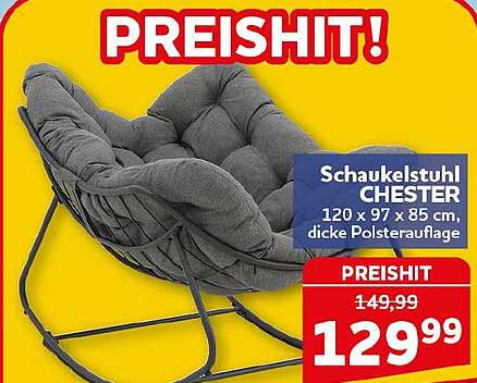 Schaukelstuhl CHESTER 120 x 97 x 85 cm, dicke Polsterauflage