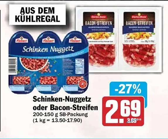 Schinken-Nuggetz oder Bacon-Streifen