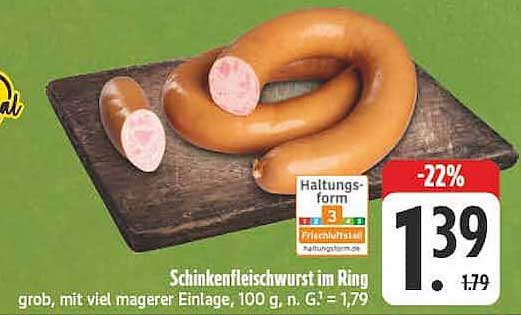 Schinkenfleischwurst im Ring
