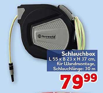 Schlauchbox L 55 x B 23 x H 37 cm, für Wandmontage, Schlauchlänge: 30 m