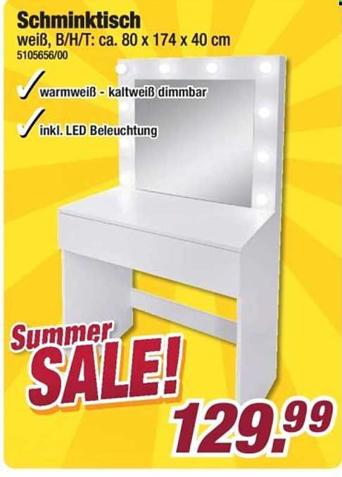 Schminktisch weiß, B/H/T: ca. 80 x 174 x 40 cm