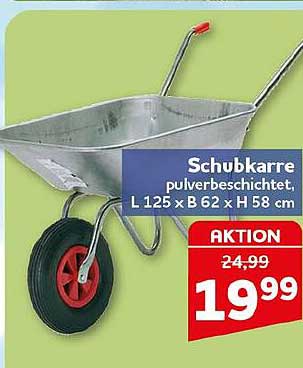 Schubkarre pulverbeschichtet, L 125 x B 62 x H 58 cm