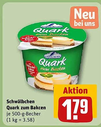 Schwälbchen Quark zum Backen je 500-g-Becher (1 kg = 3.58)