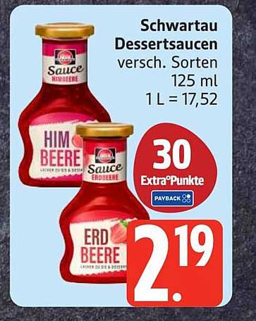 Schwartau Dessertsaucen versch. Sorten 125 ml 1 L = 17,52