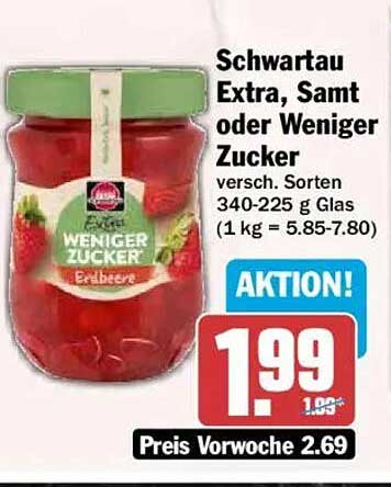 Schwartau Extra, Samt oder Weniger Zucker