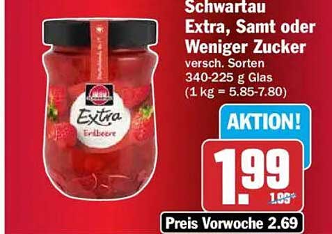 Schwartau Extra, Samt oder Weniger Zucker