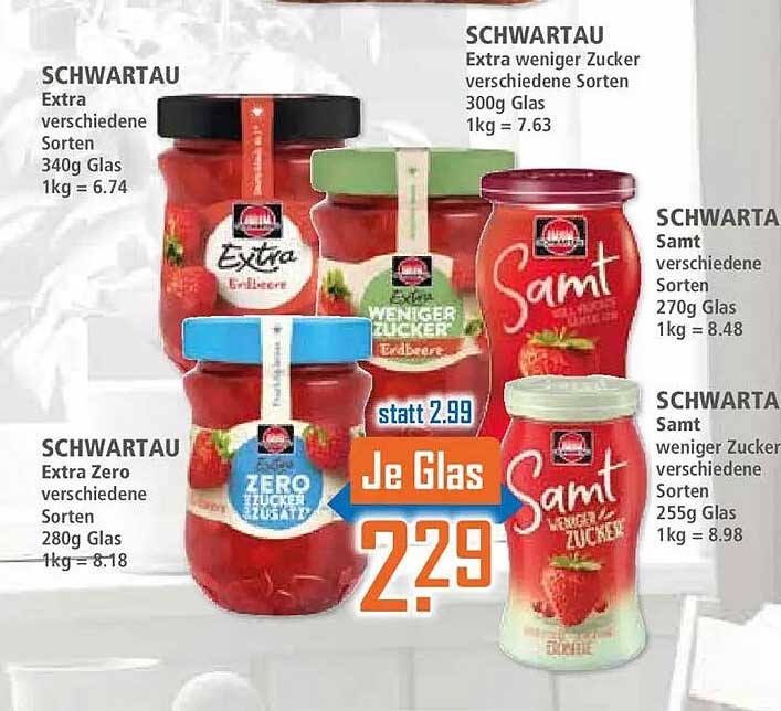 SCHWARTAU Extra verschiedene Sorten 340g Glas