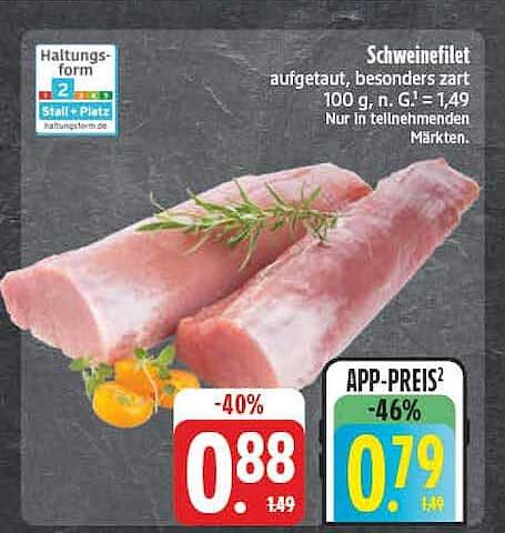Schweinefilet aufgetaut, besonders zart