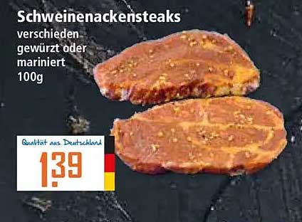 Schweinenackensteaks verschieden gewürzt oder mariniert 100g