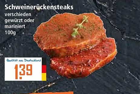 Schweinerückensteaks verschieden gewürzt oder mariniert 100g