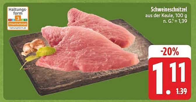 Schweineschnitzel aus der Keule, 100 g