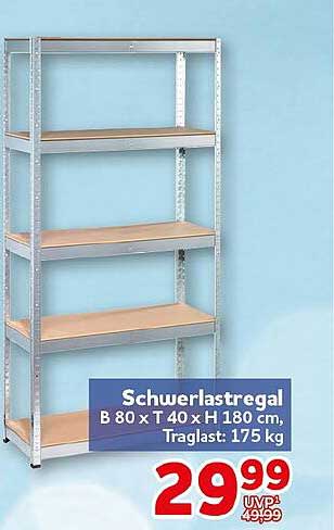 Schwerlastregal B 80 x T 40 x H 180 cm, Traglast: 175 kg