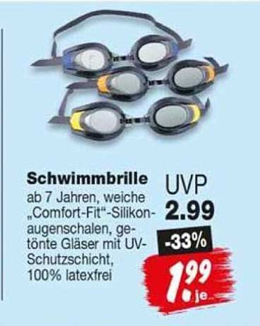 Schwimmbrille ab 7 Jahren, weiche „Comfort-Fit“-Silikonaugen­schalen, getönte Gläser mit UV-Schutzschicht, 100% latexfrei