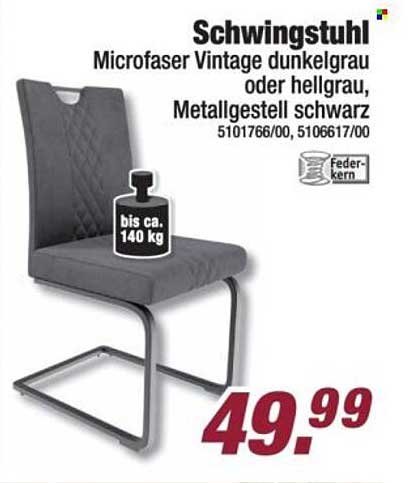Schwingstuhl Microfaser Vintage dunkelgrau oder hellgrau, Metallgestell schwarz