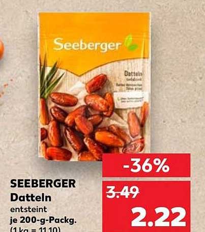 SEEBERGER Datteln entsteint je 200-g-Pack. (1 kg = 11.10)