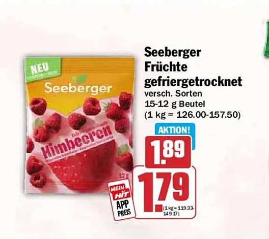 Seeberger Früchte gefriergetrocknet, versch. Sorten, 15-12 g Beutel