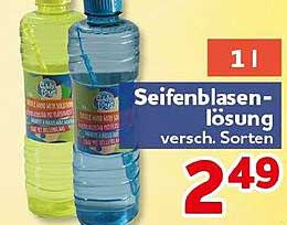 Seifenblasen-lösung, versch. Sorten